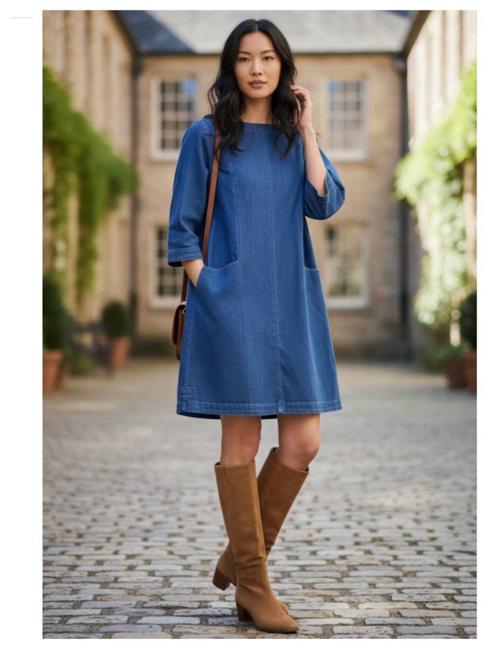 J Jill Denim Jean Shift Dress Sz Small Blue Pockets Dark Wash